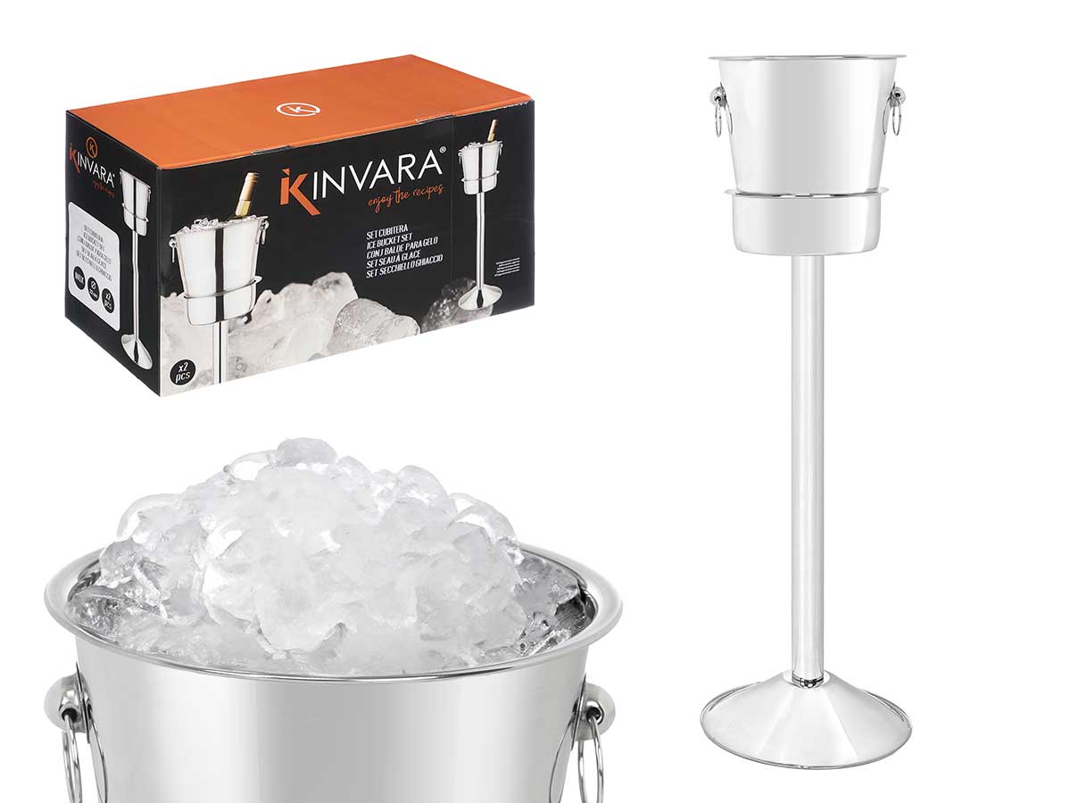 Steel ice bucket set 22 cm stand