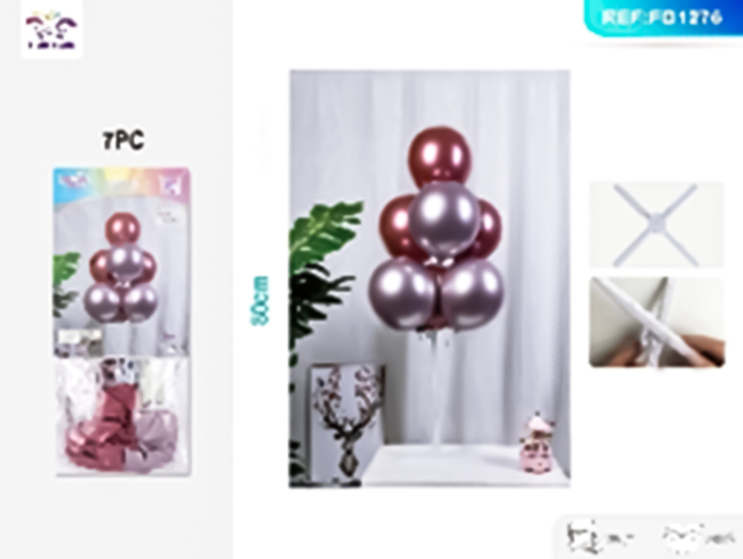 7pc 80cm pink and red metallic balloon set