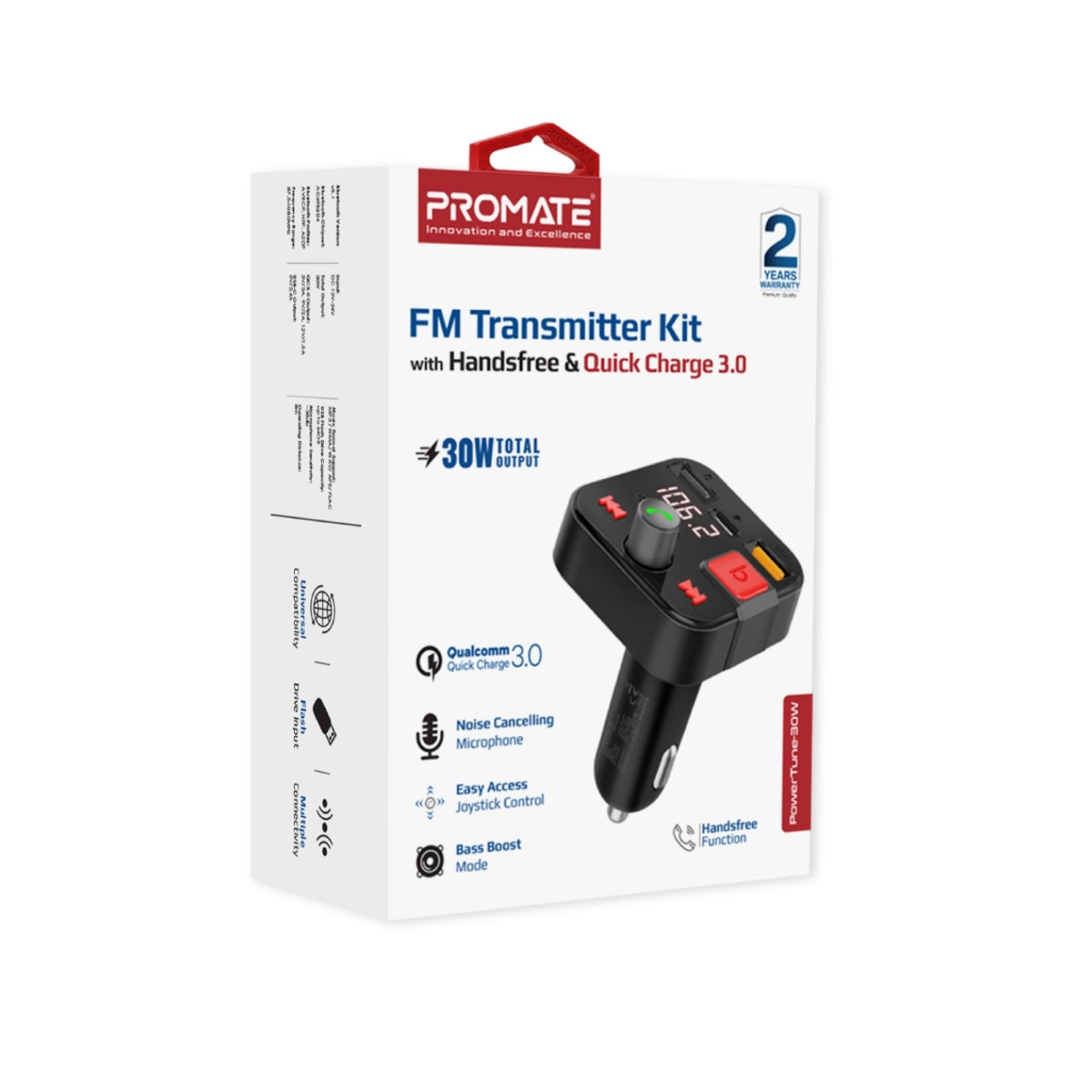 FM Transmitter Kit with Handsfree & Quick Charge 3.0