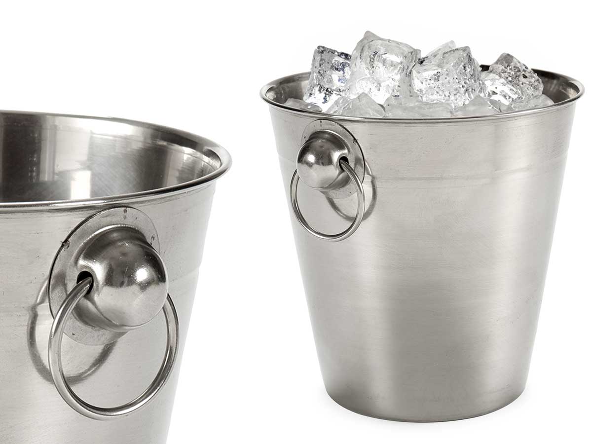 Small iron smooth ice bucket with handle