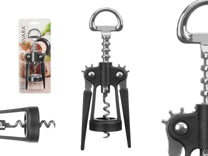 Straight black chrome-plated corkscrew 100gr