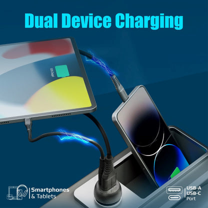 Ultra-Fast Dual Port Car Charger with 33W Power Delivery and QC 3.0