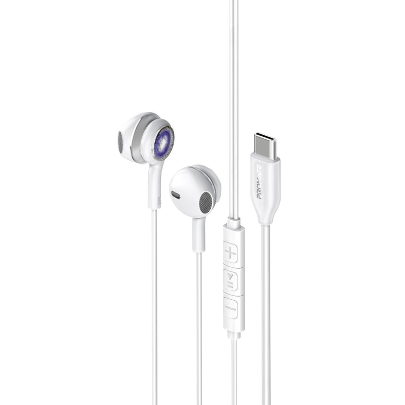 LumiSoundª Transparent Stereo USB-C Wired RGB Earphones