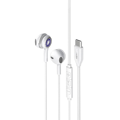LumiSoundª Transparent Stereo USB-C Wired RGB Earphones